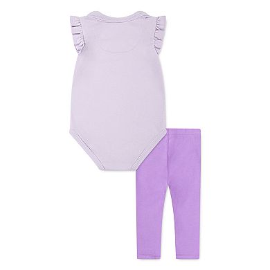 Newborn Baby Girls Nike Swoosh Motion Ruffle Bodysuit & Leggings 2-Piece Set