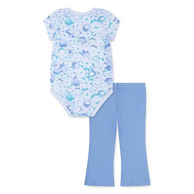 Newborn Baby Girls Nike Floral Bodysuit & Leggings 2-Piece Set