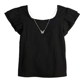 Girls 4-16 IZ Byer Squareneck Double Short Sleeve Top