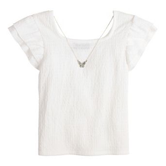 Girls 4-16 IZ Byer Squareneck Double Short Sleeve Top