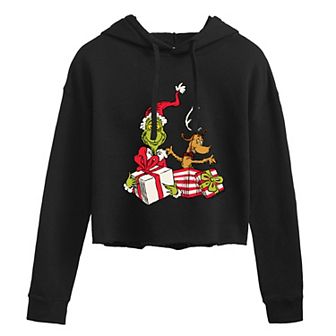 Juniors' Dr. Seuss The Grinch & Max Cropped Hoodie