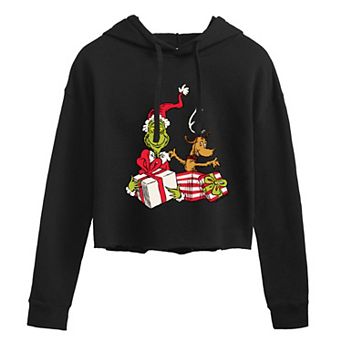 Juniors' Dr. Seuss The Grinch & Max Cropped Hoodie