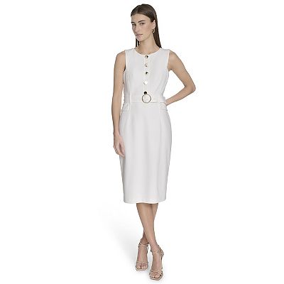 Women's La Nouvelle Renaissance Sleeveless Belted Midi Dress, Size: 6, Cream