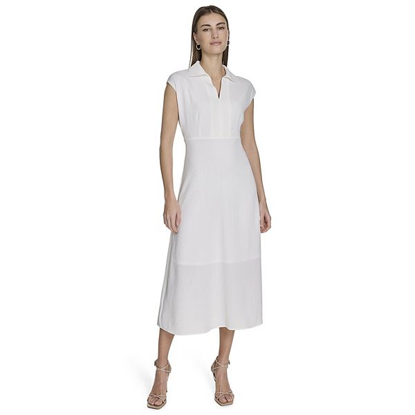 stand collar a line dress harper rose Women's Harper Rose Collared Midi Dress, Size: 4, White