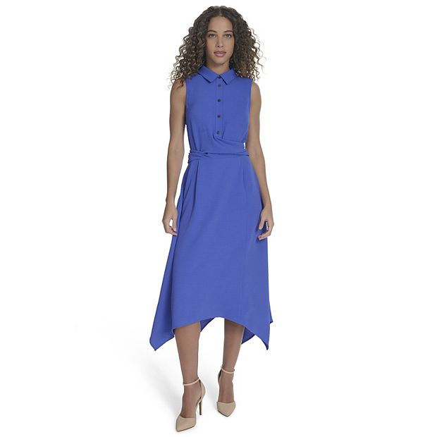 Women's Harper Rose Collared Criss-Cross Midi Shirt Dress, Size: 14, Dazzling Blue