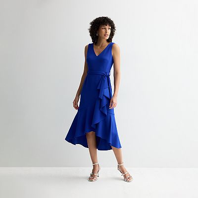Women's Andrew Marc Sleeveless Ruffle Wrap Midi Dress
