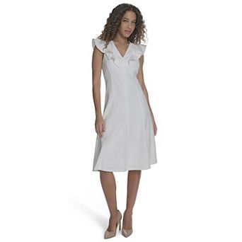 Women's Andrew Marc Ruffle V-Neck Midi Dress
