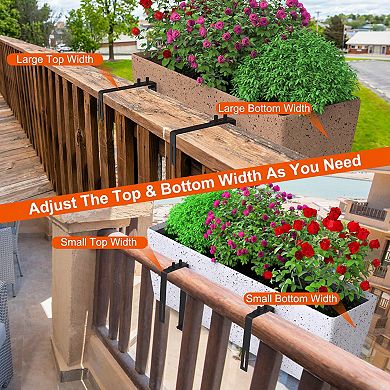 4PCS Adjustable Planter Box Brackets Hooks for Window Boxes, Garden Fences & Balconies