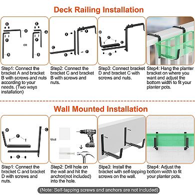 4PCS Adjustable Planter Box Brackets Hooks for Window Boxes, Garden Fences & Balconies