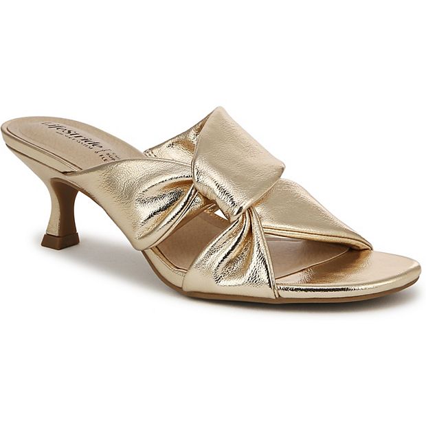 LifeStride Women's Nori Dress Sandals | Platino Gold | Size 9 | PU Leather