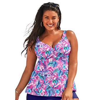Swimsuits for All Women's Bra Sized Sweetheart Underwire Tankini Top