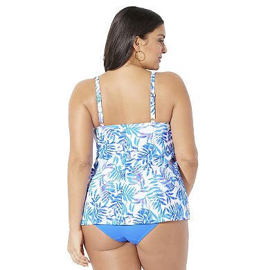 Swimsuits for All Women's Bra Sized Faux Flyaway Underwire Tankini Top