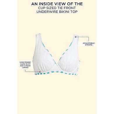 Swimsuits for All Women's Cup Sized Tie Front Underwire Bikini Top