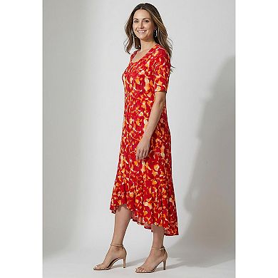 Jessica London Women's Plus Size Stretch Knit Flounce Hem Maxi Dress