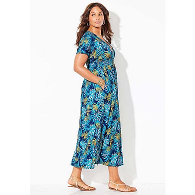 Swimsuits for All Women's Plus Size Pack & Go Wrinkle-Resistant Maxi Cover Up Dress