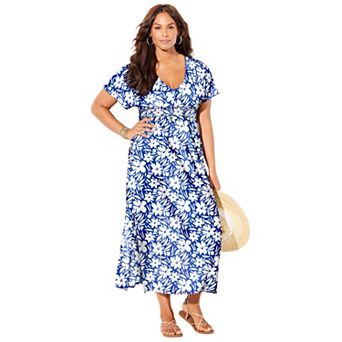 Swimsuits for All Women's Plus Size Pack & Go Wrinkle-Resistant Maxi Cover Up Dress