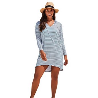 Swimsuits for All Women's Pack & Go Wrinkle-Resistant Cover Up Hoodie Dress