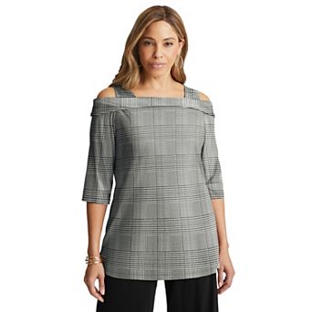 Jessica London Women's Plus Size Cold Shoulder Top