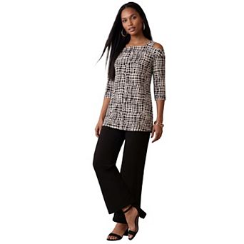 Jessica London Women's Plus Size Cold Shoulder Top
