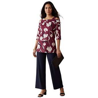 Jessica London Women's Plus Size Cold Shoulder Top