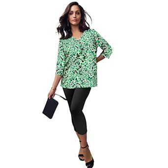 Jessica London Women's Plus Size Stretch Cotton Henley Top