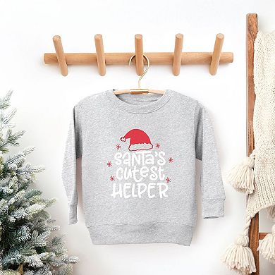 Santa's Cutest Helper Glitter Toddler Graphic Sweatshirt