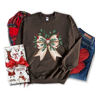 Holly Leaves Coquette Sweatshirt