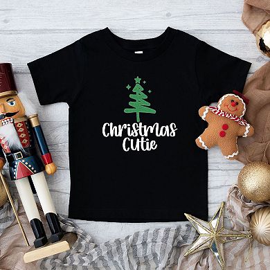 Christmas Cutie Tree Glitter Toddler Short Sleeve Graphic Tee