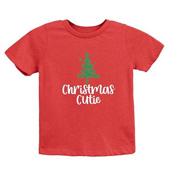 Christmas Cutie Tree Glitter Toddler Short Sleeve Graphic Tee