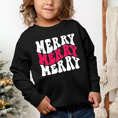 Merry Stacked Wavy Glitter Toddler Graphic Sweatshirt