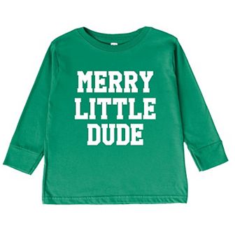 Merry Little Dude Toddler Long Sleeve Graphic Tee
