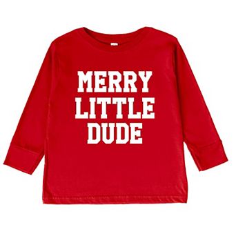 Merry Little Dude Toddler Long Sleeve Graphic Tee