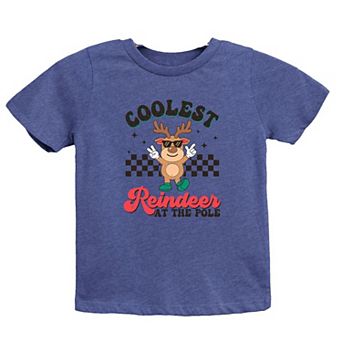 Coolest Reindeer At The Pole Toddler Short Sleeve Graphic Tee