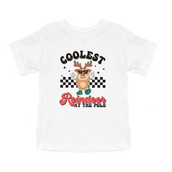Coolest Reindeer At The Pole Toddler Short Sleeve Graphic Tee