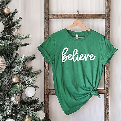 Believe Bold Cursive Short Sleeve Graphic Tee