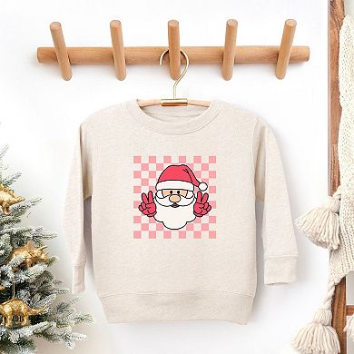 Checkered Santa Toddler Graphic Sweatshirt