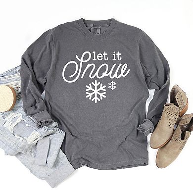 Simply Sage Market Let It Snow Snowflake Garment Dyed Long Sleeve