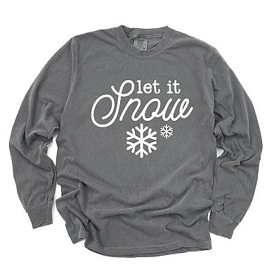 Simply Sage Market Let It Snow Snowflake Garment Dyed Long Sleeve