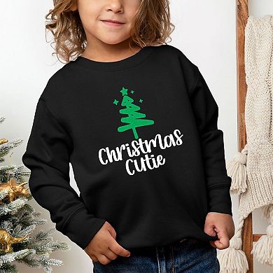 Christmas Cutie Tree Glitter Toddler Graphic Sweatshirt