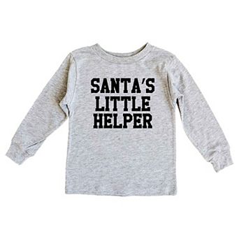 Santa's Little Helper Words Youth Long Sleeve Graphic Tee