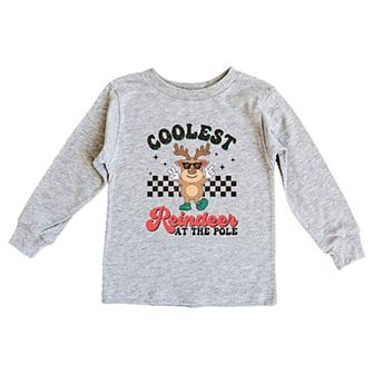 Coolest Reindeer At The Pole Youth Long Sleeve Graphic Tee