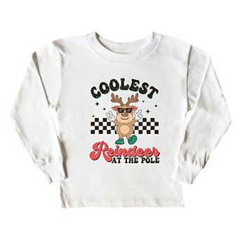 Coolest Reindeer At The Pole Youth Long Sleeve Graphic Tee