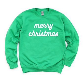 Merry Christmas Bold Cursive Words Raised Print Sweatshirt