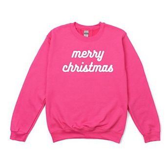 Merry Christmas Bold Cursive Words Raised Print Sweatshirt