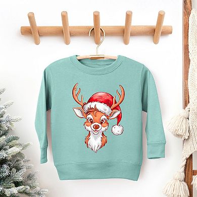 Cute Reindeer Head Toddler Graphic Sweatshirt