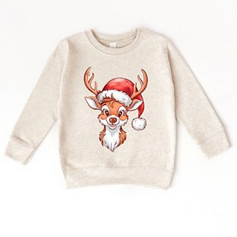 Cute Reindeer Head - Toddler Graphic Sweatshirt