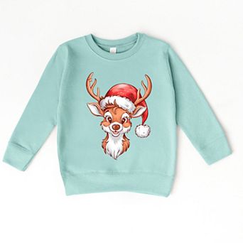 Cute Reindeer Head - Toddler Graphic Sweatshirt