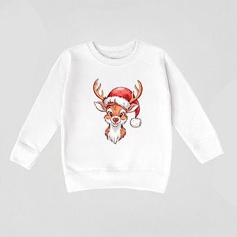 Cute Reindeer Head - Toddler Graphic Sweatshirt
