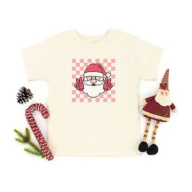 Checkered Santa Toddler Short Sleeve Graphic Tee