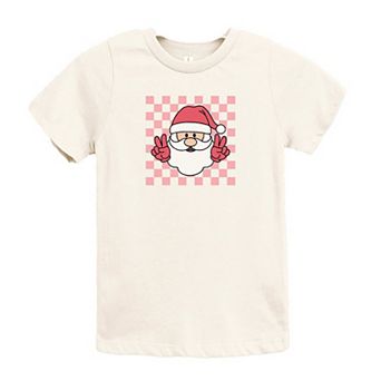 Checkered Santa Toddler Short Sleeve Graphic Tee
